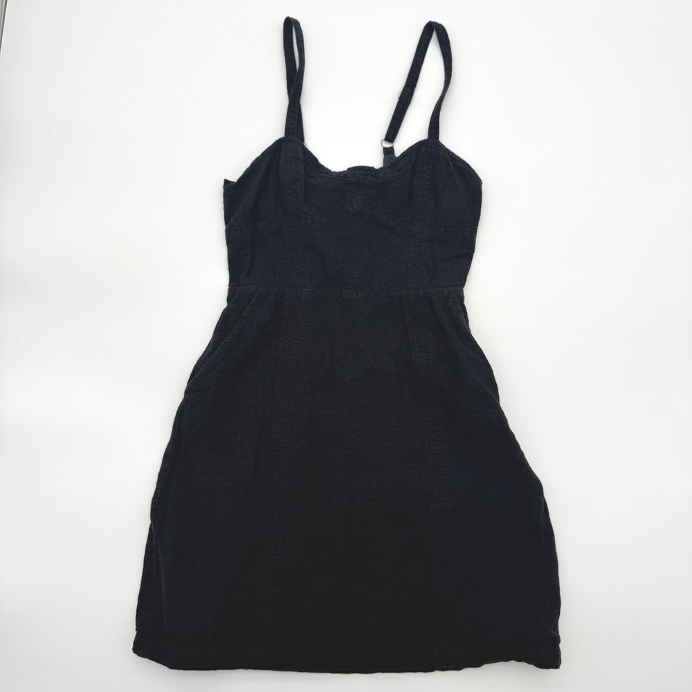 Urban Outfitters Black Linen Blend Bustier Mini Dress Womens XS